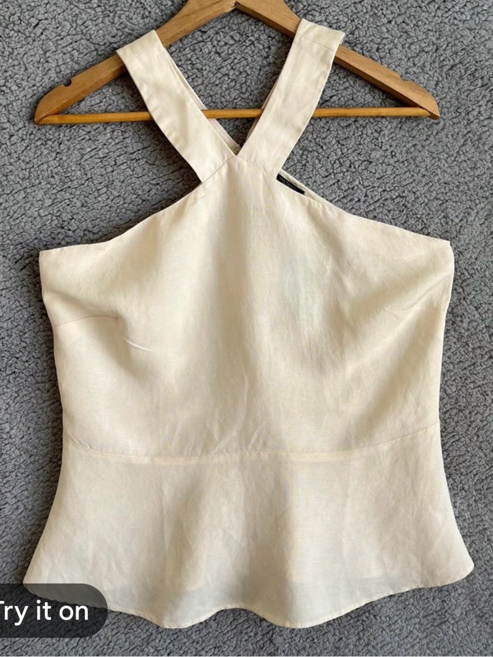 Anne Taylor Cream Halter Neck Peplum Women’s Top 14P